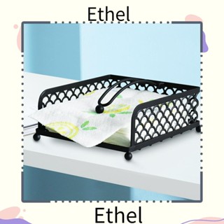 Ethel1 เครื่องจ่ายกระดาษทิชชู่ ทรงสี่เหลี่ยม สีดํา พร้อมแขนถ่วงน้ําหนัก 7.5 X 7.3 X 2.95 นิ้ว สําหรับตกแต่งโต๊ะกระดาษ