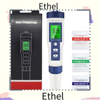 Ethel1 เครื่องวัดค่า PH TDS 5 in 1 0.01-14.00pH 0-1000ppm PH TDS EC TEMP เกลือ ความแม่นยําสูง 0-10000US ซม. พลาสติก สีฟ้า คุณภาพน้ํา สําหรับตู้ปลา