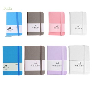 Dudu สมุดโน้ตบุ๊ก ปกหนัง PU ขนาด A7 A6 แบบสันเกลียว ขนาดพกพา สีมาการอง