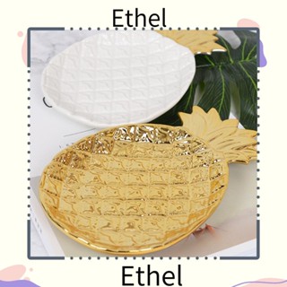 Ethel1 ที่วางช้อน เซรามิค ลายสับปะรด สีขาว 7.6 X 5.2 นิ้ว