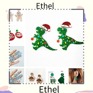 Ethel1 ต่างหูอะคริลิค รูปไดโนเสาร์ เกล็ดหิมะ สโนว์แมน คริสต์มาส แฟชั่น