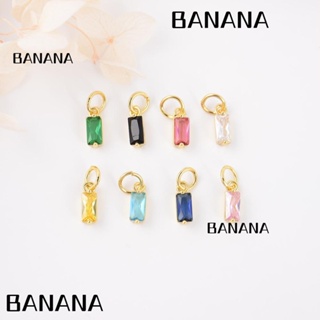 Banana1 จี้พลอยเทียม ทองเหลือง ทรงสี่เหลี่ยมผืนผ้า ประดับเพทาย 12*3 มม. 20 ชิ้น