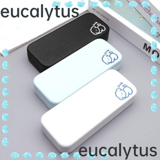 Eucalytus1 กล่องใส่แว่นตาหนัง ป้องกันความเครียด น้ําหนักเบา แบบพกพา สีพื้น สําหรับผู้ชาย