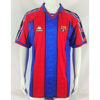 เสื้อกีฬาแขนสั้น ลายทีมชาติฟุตบอล Barcelona 95-97 Season แห้งเร็ว ไซซ์ S-XXL AAA