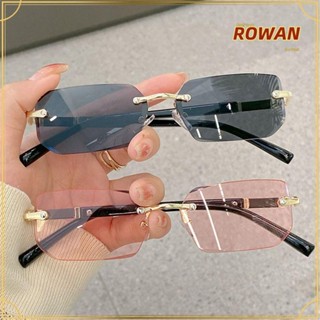 Rowans แว่นตากันแดดแฟชั่น ไร้กรอบ ทรงสี่เหลี่ยมผืนผ้า ป้องกันรังสียูวี Y2K UV400 สําหรับผู้หญิง และผู้ชาย