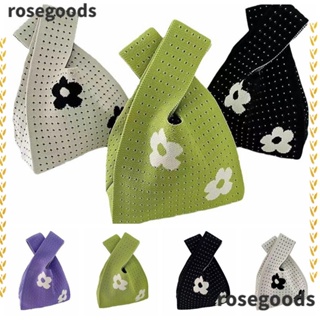 Rosegoods1 กระเป๋าถือ กระเป๋าช้อปปิ้ง ผ้าถัก แฮนด์เมด สําหรับผู้หญิง