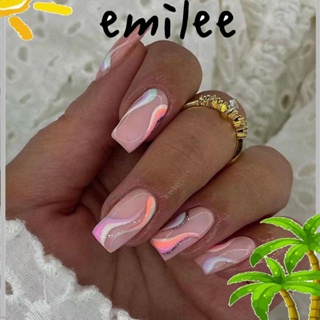 Emilee เล็บปลอม แบบกดบนเล็บ สไตล์ฝรั่งเศส 24 ชิ้น