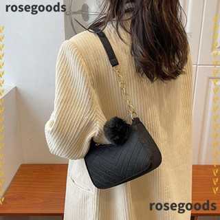 Rosegoods1 กระเป๋าถือ กระเป๋าสะพายไหล่ ทรงโท้ท ขนาดมินิ สีพื้น สายโซ่คล้อง สําหรับสตรี