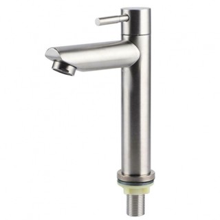 Basin Faucet Bathroom Counter Durable Practical Silver Single Cold Sleek Design