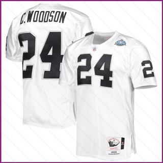 เสื้อยืดกีฬาแขนสั้น ลายทีมชาติฟุตบอล Jay 2002 NFL Las Vegas Raiders Charles Woodson Super Bowl XXXVII พลัสไซซ์