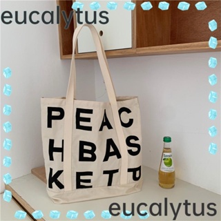 Eucalytus1 กระเป๋าถือ ทรงโท้ท พิมพ์ลายตัวอักษร ทนทาน สําหรับเดินทาง