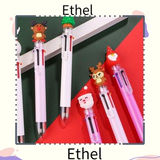 Ethel1 ปากกาลูกลื่น พลาสติก ลายการ์ตูนซานตาคลอส กวางเอลก์ สโนว์แมน คริสต์มาส 6 สี 2 ชิ้น