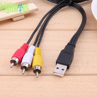 ใหม่ สายเคเบิลอะแดปเตอร์เสียงทีวี AV USB ตัวผู้ A เป็น 3 RCA AV A/V ยาว 1.5 ม. 5 ฟุต [highways.th]