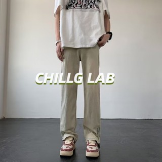 CHILLG LAB กางเกงยีนส์ผู้ชายขี้เกียจตรงฤดูร้อนเทรนด์ใหม่ฮาราจูกุอารมณ์แฟชั่นวรรณกรรมเยาวชน