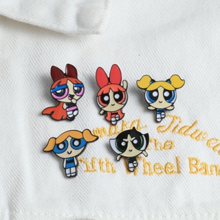 เข็มกลัด โลหะผสม ลายการ์ตูนภาพยนตร์ โทรทัศน์ Powerpuff Girls