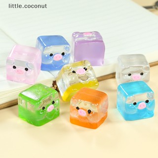 [little.coconut] บล็อคเรซิ่น รูปการ์ตูนหมู 3D เรืองแสง แฮนด์เมด DIY สําหรับตกแต่งภูมิทัศน์ เครื่องประดับ 2 ชิ้น