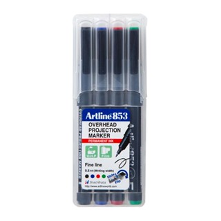 Artline ปากกาเขียนแผ่นใสลบไม่ได้ 4 สี (F) คละส   EK-853