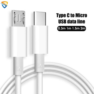 อะแดปเตอร์สายชาร์จ Type-C เป็น Micro USB 0.3 1 1.5 2 เมตร แบบพกพา สําหรับโทรศัพท์มือถือ