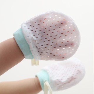 Spot second hair# baby anti-scratch mesh small gloves summer thin breathable cool high elastic drawstring lace-up baby adjustable gloves 8.cc