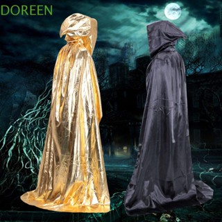 Doreen Grim Reaper เสื้อคลุมไนท์คลับบาร์ชุดแฟนซีปาร์ตี้ปีศาจฮาโลวีนพ่อมดมีฮู้ดเสื้อคลุม