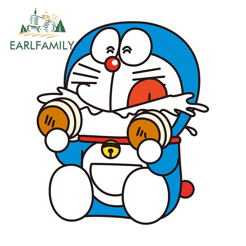 Earlfamily 13 ซม. x 11.2 ซม.สําหรับ Doraemon กินอาหารรถสติกเกอร ์ Occlusion Scratch ATV SUV หมวกกันน ็ อคไวนิลรูปลอกกันน ้ ําการ ์ ตูนภายนอกอุปกรณ ์ เสริม