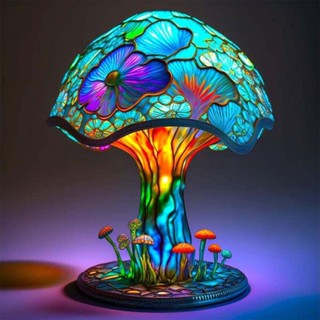 Table Lamp, Plant Series Aesthetic Design Mushroom Lamp, Multifunction Soothing Light Luminous USB Night Light Garden