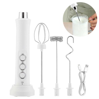 3 In 1 Electric Milk Frother，USB Rechargeable Foam Maker Handheld Foamer High Speeds Drink Mixer Coffee Frothing