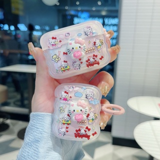 เคสหูฟังบลูทูธ TPU นิ่ม แบบใส ลายแมวคิตตี้ สําหรับ Apple Airpods 1 2 Pro 3