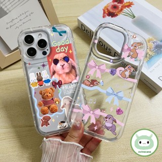 เคสโทรศัพท์มือถือซิลิโคน TPU นิ่ม ใส กันกระแทก ลายกระต่ายน่ารัก สําหรับ Iphone 14 12 13 11 Pro Max IP 7 8 Plus Iphone X Xs XR Xs Max