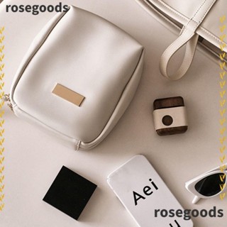 Rosegoods1 กระเป๋าเครื่องสําอาง PU สองชั้น พร้อมช่องใส่เครื่องสําอาง