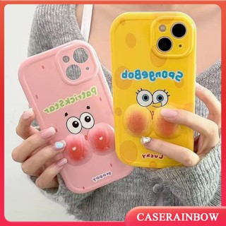 เคสโทรศัพท์มือถือ แบบนิ่ม ลายการ์ตูน SpongeBob SquarePants Patrick Star 3 มิติ บีบได้ สําหรับ IPhone 11 14 13 12 Pro MAX SE 7 6 6s 8 Plus XR XS X MAX