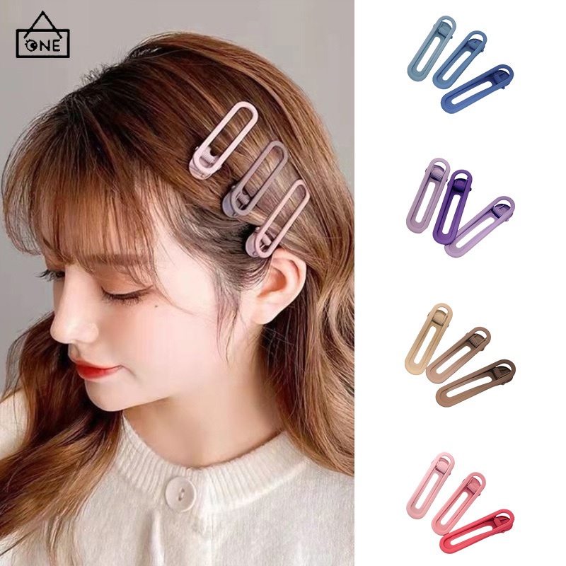 COD 3ชิ้นกิ๊บติดผมโลหะสีแคนดี้เกาหลีแฟชั่นหน้าม้าปากเป็ดคลิปด้านข้างหวานเรียบง่ายเครื่องประดับผมสำหรับผู้หญิง-a.one