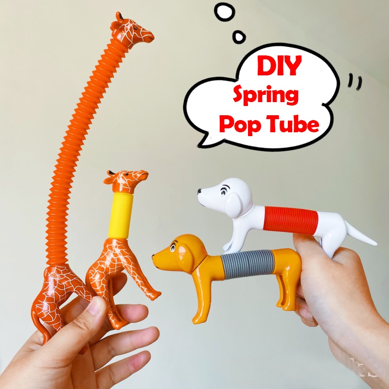 New Giraffe Pop Tubes Toys Retractable Animals Spring Tube Adult Kids Stress Relief Squeeze Fidget T