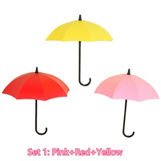 3Pcs Colorful Umbrella Wall Hook Key Holder Decorative Clearance sale