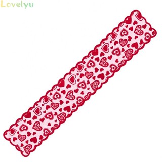 ⭐24H SHIPING ⭐Table Runner 13*72inch Christmas Heart ​Red Lace Table Runner Polyester