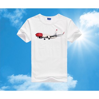 เสื้อยืด พิมพ์ลายเครื่องบิน Norwegian Boeing 737 Aviation S M L XL XXL              