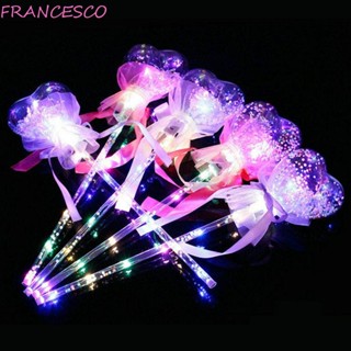 Francesco แท่งไม้กายสิทธิ์พลาสติก มีไฟ LED เรืองแสง รูปดาว หัวใจ ของเล่นสําหรับเด็ก