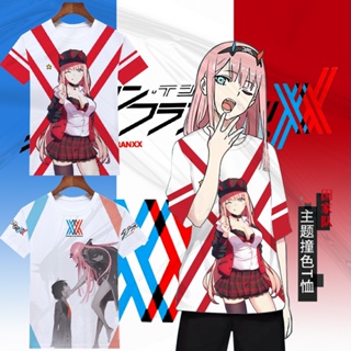 เสื้อยืดแขนสั้น ทรงหลวม พิมพ์ลาย Darling in the Franxx แฟชั่นฤดูร้อน