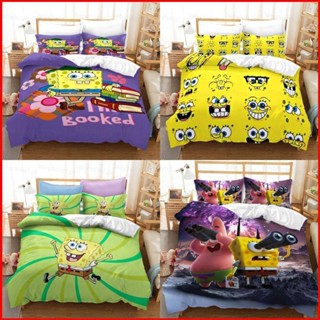 Fash SpongeBob 3in1 ชุดเครื่องนอน ผ้าปูที่นอน ผ้าห่ม ผ้านวม บ้าน ห้องนอน ล้างทําความสะอาดได้ สะดวกสบาย หอพัก สูทป๊อป