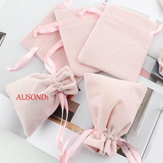 Alisond1 ถุงใส่เครื่องประดับ งานแต่งงาน 8x10 ซม. สีชมพู กํามะหยี่ ถุงบรรจุภัณฑ์ แบบหูรูด สวยงาม