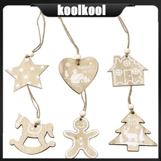 Kool จี้รูปดาว หัวใจ พร้อมเชือกลูกปัด สําหรับแขวนตกแต่งต้นคริสต์มาส DIY 6 ชิ้น