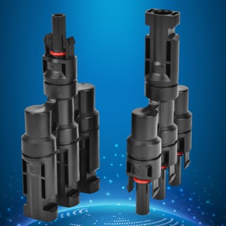 Tool Center 2 Pcs 4-Way Solar Cable Adapter 1 ถึง 3 T Type Panel Adaption Connector