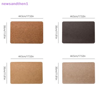 Newsandthen1 แผ่นรองจาน หนัง PU กันน้ํามัน กันน้ํา สีน้ําตาลกาแฟ 1 ชิ้น