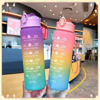 ขวดน้ำป้องกันการรั่ว Gradient Sports Water Bottle Space Cup Bounce Lid Straight Drinking Cup For Adults Children Large Capacity Kettle 【sunny】