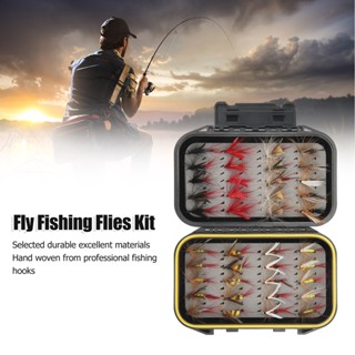 Fishi 40Pcs Fly Fishing Flies ชุด สแตนเลสพร้อมกล่องล่อเหยื่อล่ออุปกรณ์เสริม