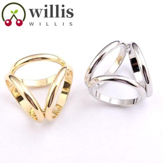 Willis สามวงแหวนผ้าพันคอหัวเข็มขัดกลมสไตล์เกาหลีเข็มกลัดแฟชั่นมัลติฟังก์ชั่นโลหะผสมผ้าพันคอแหวนแต่งงาน