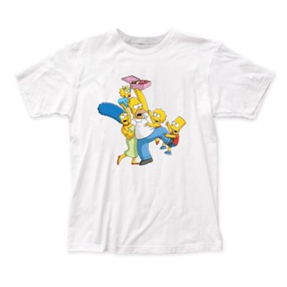 ขายดี เสื้อยืด ผ้าฝ้าย พิมพ์ลายกราฟฟิค The Simpsons Family HY0848 816380