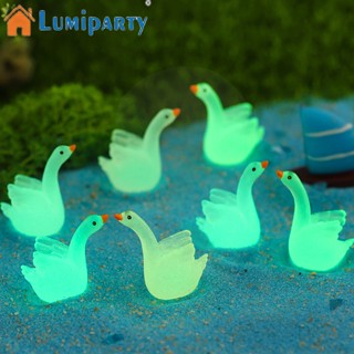 Lumiparty ตุ๊กตาหงส์เรซิ่นเรืองแสง 8 สี สําหรับตกแต่งสวน ระเบียง