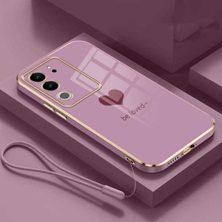 [พร้อมส่ง] เคสโทรศัพท์มือถือ ซิลิโคน เคลือบเงา ลายการ์ตูนหัวใจ สําหรับ VIVO V29 5G V29E V29 Pro