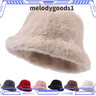 Melodygoods1 หมวกบักเก็ต ลําลอง ผ้ากํามะหยี่ขนนิ่ม สีพื้น สไตล์ชาวประมง แฟชั่นฤดูใบไม้ร่วง ฤดูหนาว สําหรับผู้หญิง